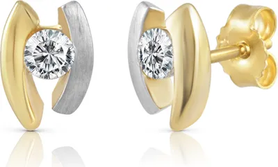 Produktbild von F Ohrstecker 333/- Gold 0,8cm mehrfarbig Zirkonia weiß 371320830