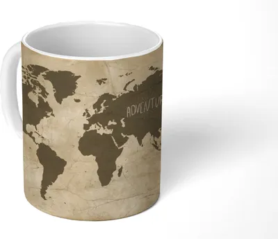 Produktbild von MuchoWow® Tasse Kaffeetasse Kaffeebecher 350 ml Weltkarte - Zitat - Grau Teetasse - Fototasse - Becher - Keramikbecher - Teebecher - Kaffeetasse - Bürotasse