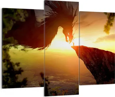 Produktbild von Bild auf Leinwand - Leinwandbild - Drache Rock Kreatur - 130x100cm - Wand Bild - Wanddeko - Leinwanddruck - Bilder - Kunstdruck - Wanddekoration - Leinwand bilder - Wandkunst - CB130x100-3883