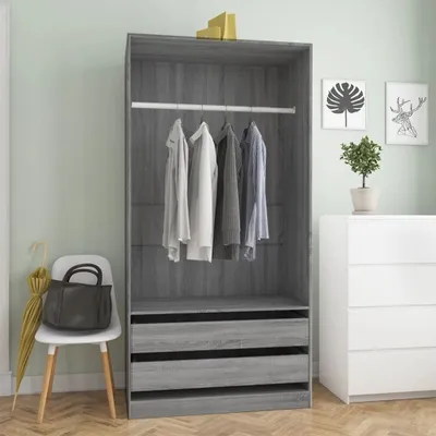Produktbild von "2026 Promotion" Kleiderschrank Grau Sonoma 100x50x200 cm Holzwerkstoff - Kleiderschränke CC27956