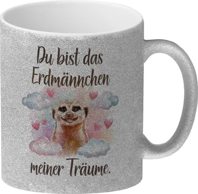 Produktbild von Erdmännchen meiner Träume Glitzer-Kaffeebecher