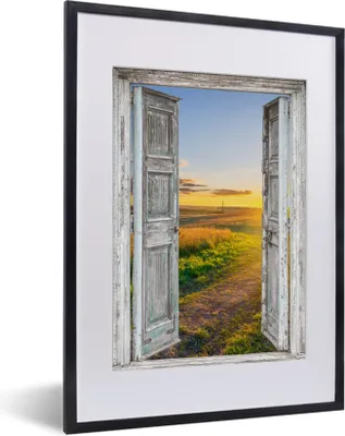 Produktbild von MuchoWow® Gerahmtes Poster Aussicht - Landschaft - Landschaft - Sonne 30x40 cm - Poster mit Schwarzem Bilderrahmen Wandposter Rahmen Foto Bilder - Wandposter Schlafzimmer