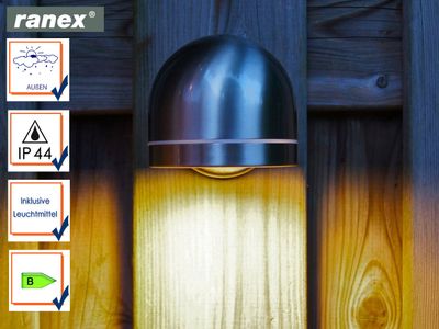 Edelstahl Wandlampe für den Außenbereich Ranex 5000.366 10.010.81