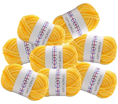 Häkelgarn-Set 8er-Pack, Baumwollgarn, Pastellfarben, gelb