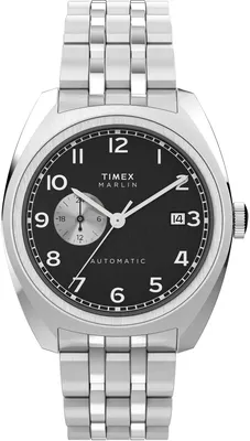 Image de Timex TW2W58800 MARLIN AUTOMATIC 39mm noir argent acier inoxydable Montre homme NOUVELLE