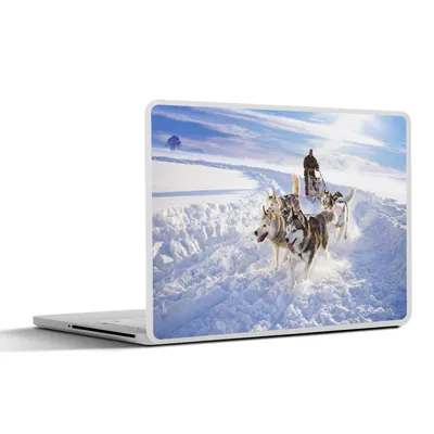 Produktbild von MuchoWow® Laptop Aufkleber Sticker Cover Huskys für Hundeschlitten 31x22.5 cm - Laptop-Deko