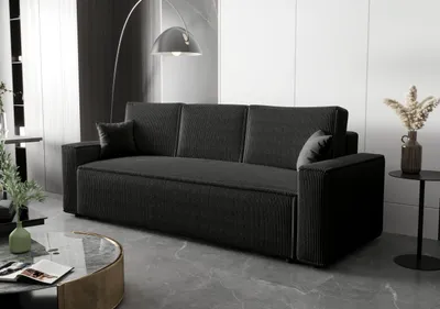 Produktbild von BEDANTE Sofa AMBRO Poso 135 mit Schlaffunktion Schwarz Sofa mit Stauraum Bettkasten Wohnzimmersofa Couch Sofa Bettsofa Poso Bettkasten Bettcouch