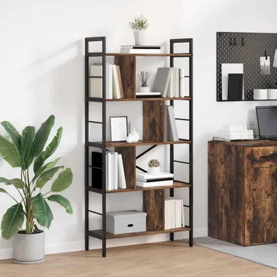 Produktbild von "Schlussverkauf" Bücherregal rechteckig - 1 pc - Büroregal mit Stauraum - Geräucherte Eiche 75x30x156 cm Holzwerkstoff C12379