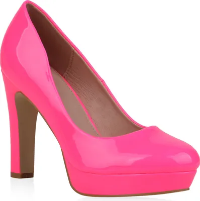 Produktbild von Mytrendshoe Damen Plateau Pumps High Heels Stiletto Party Abendschuhe 822457, Farbe: Neon Pink, Größe: 37