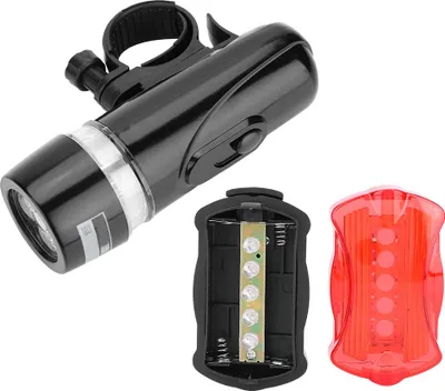 Zdjęcie produktu dla Wodoodporny przedni reflektor rowerowy z 5 diodami LED Zestaw akcesoriów do tylnego światła bezpieczeństwa (czarny)