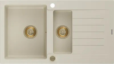 Produktbild von Mexen Matias 1,5-Becken-Granitspüle mit Abtropffläche 900 x 505 mm, Beige, Siphon Gold - 6502901505-69-G