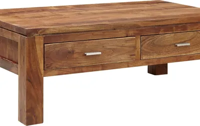 Image de MASSIVMOEBEL24 | Table basse 110x60 Acacia laqué Golden honey SHAMAN #70