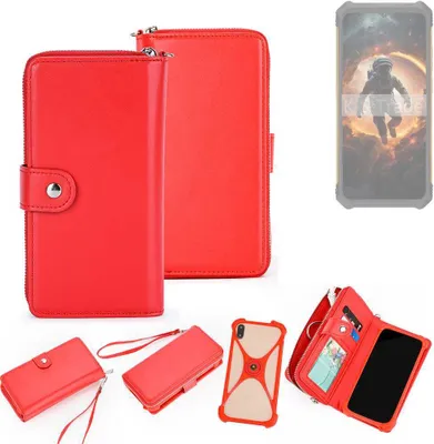 Produktbild von K-S-Trade 2in1 Schutzhülle Portemonnee Handyhülle mit Bumper kompatibel mit Cubot KingKong ES Hülle Case Etui Geldbörse Smartphone rot (1x)