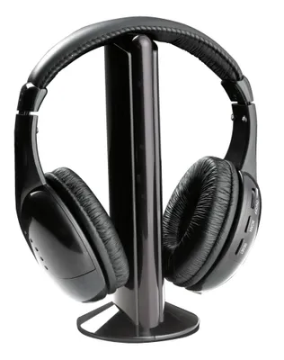 Image de Casque pliable avec radio FM, sans fil, casque circum-auriculaire, hi-fi stéréo, basses, couleur : noir