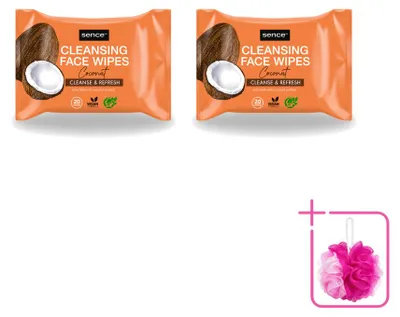 Produktbild von 2 x Sence Coconut Gesichtsreinigungstücher - Pflegend - 20 Tücher - Sparpackung - 2 Stücke