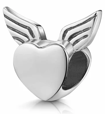 Produktbild von Materia Bead Herz silber - European Beads Herz mit Flügeln aus 925 Sterling Silber für Beads Armbänder & Ketten #1411