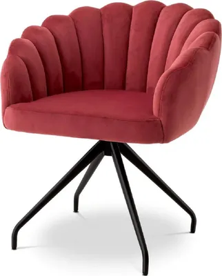 Produktbild von Casa Padrino Luxus Esszimmerstuhl Rot / Schwarz 65,5 x 64 x H. 78,5 cm - Drehstuhl mit edlem Samtsoff - Esszimmer Möbel - Luxus Möbel - Luxus Einrichtung - Esszimmer Einrichtung