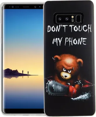 Produktbild von Handy Hülle für Samsung Galaxy Note 8 Cover Case Schutz Tasche Motiv Slim Silikon TPU Schriftzug Bär mit Kettensäge