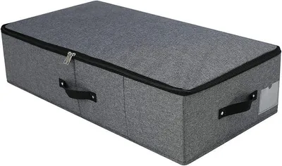 Produktbild von PolkaHome® Aufbewahrungsbox unter dem Bett, faltbar, mit Reißverschluss, 74,5 x 38 x 18 cm, Grau