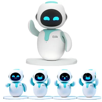 Image de ZELURXX : Robot-animal interactif, compagnon de table, équipé de capteurs tactiles, capable de réagir émotionnellement, propose des jeux, peut se connecter à d'autres robots, à partir de 6 ans, couleur bleue