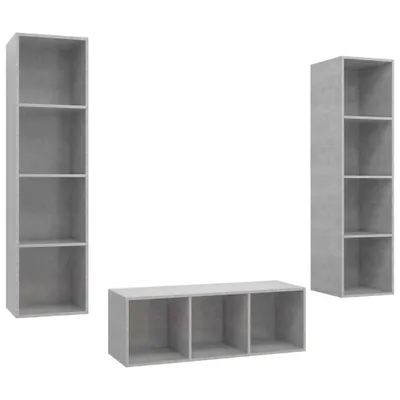 Produktbild von vidaXL 3-tlg. TV-Schrank-Set Betongrau Holzwerkstoff