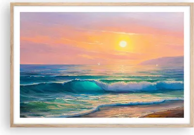Produktbild von Gerahmtes Poster - Rahmen in heller Eiche - Meer Welle Ufer - 91,5x61 cm - Wand Bild - Wanddeko - Wandbilder - Kunstposter - Wandposter - Bilderrahmen - Bilder - Kunstdruck - Wandbild P2NAA91x61-3915