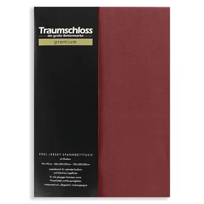 Produktbild von Traumschloss Premium Edel-Jersey Spannbettlaken 90-120 x 200-220 cm bordeaux 165g/m², 95% gekämmte Mako Baumwolle, 5% Elasthan
