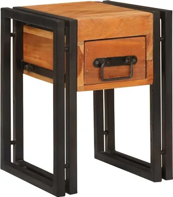 Image de vidaXL Table d'appoint à tiroirs 30 x 30 x 40 cm en bois massif d'acacia
