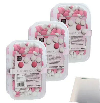 Produktbild von Agilus Pfefferminz Linsen 3er Pack (3x900g Dose) + usy Block
