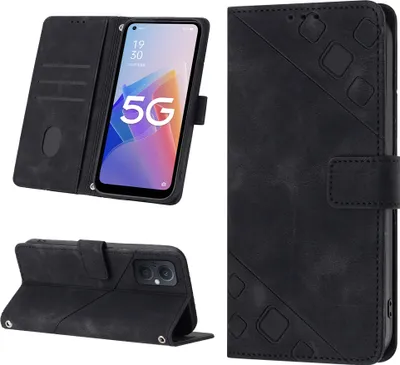 Immagine prodotto di Custodia per OnePlus Nord N20 5G/Oppo Reno8 Z Embossed Flip Leather Wallet Case con Stand Nero