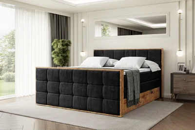 Produktbild von ALTDECOR Boxspringbett mit Matratze und Lattenrost, Topper, Fußteil,Polsterbett mit Bettkasten, Bett mit Stauraum H3- und H4- Matratze, Doppelbett -LOLLI7-Z KING-140x200 - Schwarz Casablanca