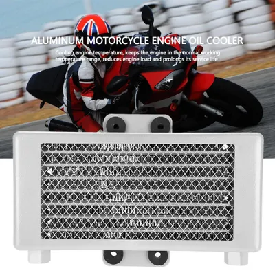 Obrázek produktu pro Vylepšený chladič motorového oleje o objemu 125 ml pro motocykly s objemem 125–250 cm³, hliníkový, stříbrný