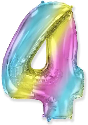 Obrázek produktu pro Fóliový balón číslice 4 - duhový - rainbow, 102cm