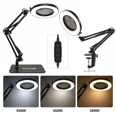 Produktbild von Kosmetik Lupenlampe LED Tischlampe für Wimpernverlängerung mit Tischklemme Schwarz