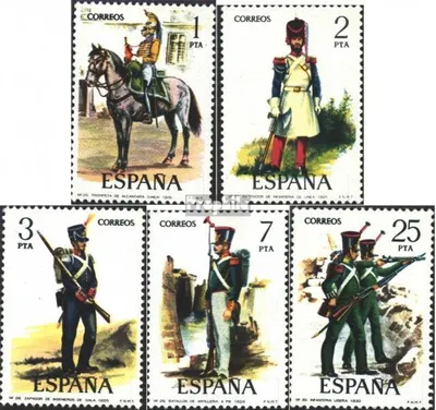 Produktbild von Briefmarken Spanien 1976 Mi 2243-2247 (kompl.Ausg.) postfrisch Militäruniformen