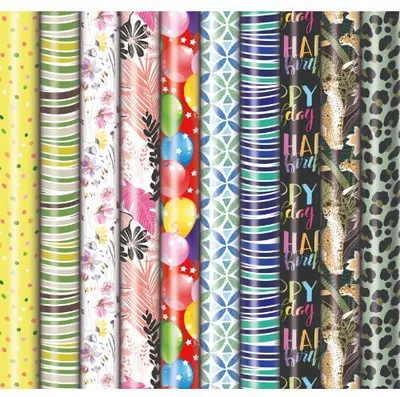 Produktbild von Sortiment Geschenkpapier Präsenta 2m, 60 Röllchen € 1,95 - Bundle