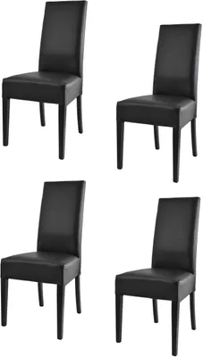 Produktbild von t m c s Tommychairs - 4er Set Moderne Stühle LUISA für Küche und Esszimmer, robuste Struktur aus lackiertem Buchenholz Farbe Schwarz, Gepolstert und mit schwarzem Kunstleder bezogen
