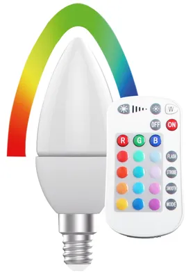 Produktbild von BLULAXA LED-SMD-Lampe, C37, RGB, E14, EEK: F, 5,5 W, 470 lm, 2700 K