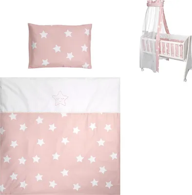 Produktbild von Lorelli Baby-Bettwsche 7-teiliges Set First Dreams Decke Kissen Laken Himmel rosa Sterne