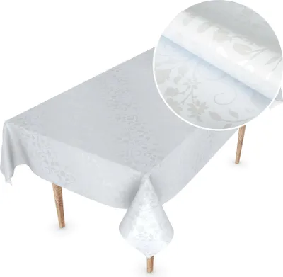 Produktbild von Tischdecke Wachstuch MIMOSA Blumen Weiß Robust Wasserabweisend Breite 140 cm Länge 160 cm