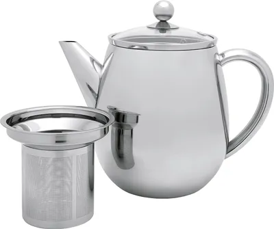 Produktbild von BREDEMEIJER Teekanne Duet EVA Glasdeckel und Filter 1,1l doppelwandig Edelstahl glänzend