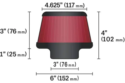 Produktbild von K&N Lufteinlassfilter RU-5288 3 Zoll rund konisch waschbar Ersatzluftfilter