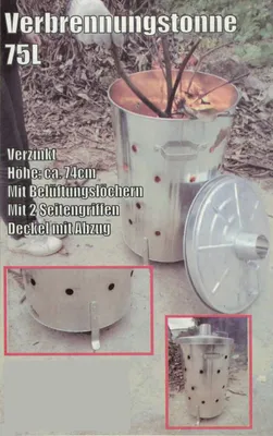 Produktbild von Feuertonne 75ltr für Gartenabfälle Brennofen Verbrennungstonne Feuerstelle Ofen