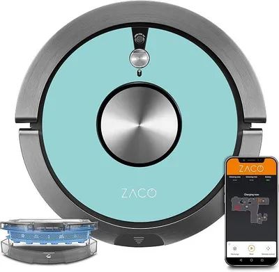 Obrázek produktu pro Robotický vysavač s funkcí vytírání, ovládání přes aplikaci a Amazon Alexa, s mapováním prostoru, až 2 hodiny vysávání nebo vytírání, vhodný pro tvrdé podlahy a koberce, účinný proti chlupům domácích zvířat, robotický vysavač s nabíjecí stanicí, barva: petrol