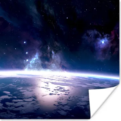 Produktbild von MuchoWow® Poster Erde - Sterne - Weltraum 50x50 cm - Wohnzimmerdekoration