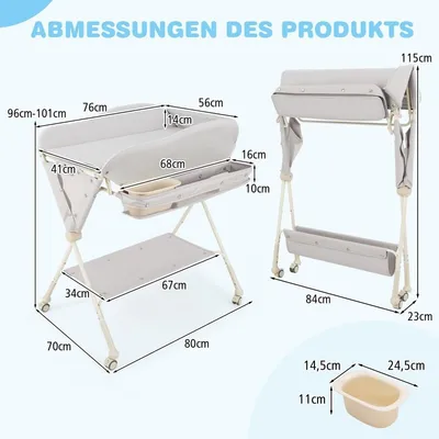 Image de Table à langer pliable avec rangement et lavabo
