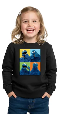 Produktbild von Spreadshirt Sesamstraße Krümelmonster Posen Kinder Premium Pullover, 146/152 (10 Jahre), Schwarz