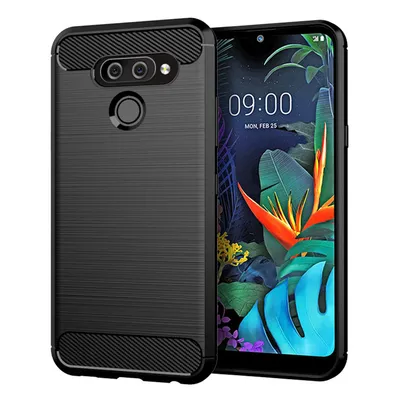 Image de Coque de protection pour téléphone portable LG K50, aspect carbone, couleur noire