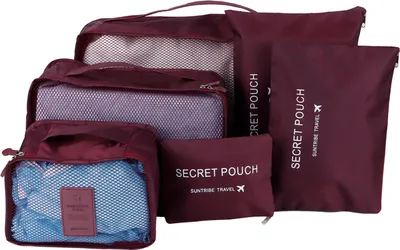 Obrázok produktu pre 6 ks/sada úložných tašiek na triedenie oblečenia Bag Bag Bag Suitcase Packing Organizer for TravellingWine Red