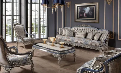 Produktbild von Chesterfield Sitzgruppe Sofagarnitur 3+1+1 Sitzer Luxus Textil Couchen